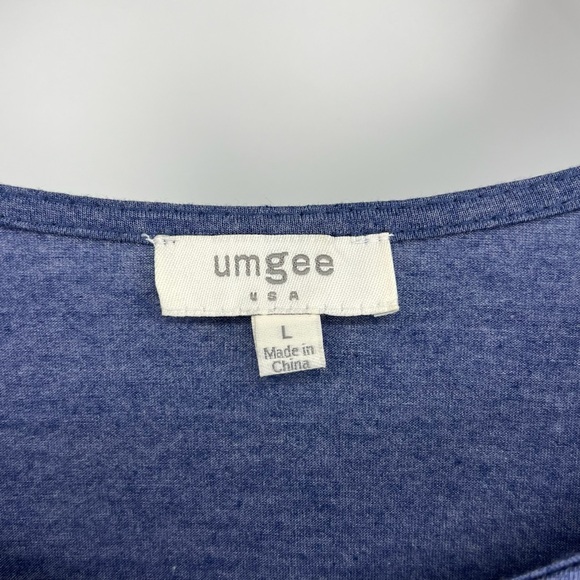 Umgee Sz Large Red White Blue Striped Shirt Pom Pom Tassel - Picture 8 of 8